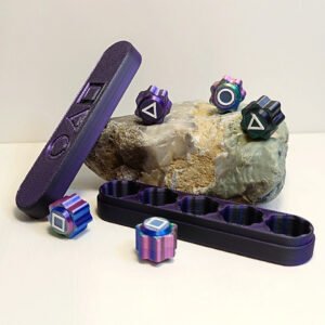 Tabletop Game "Gonggi" with Weights, Black-Purple Case