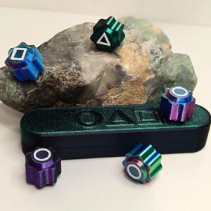 Tabletop Game "Gonggi" with Weights, Black-Green Case